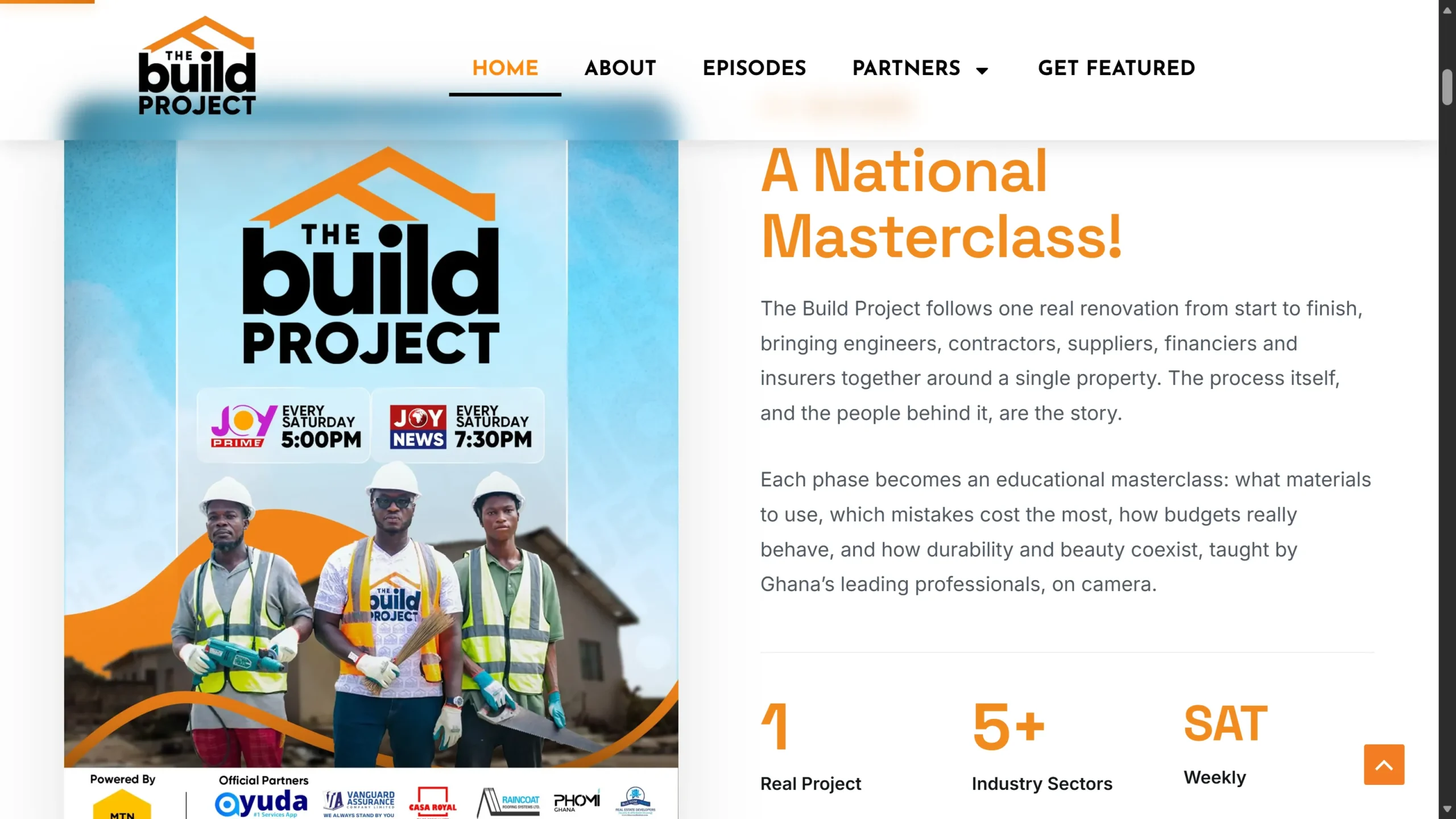 The Build Project construction TV series website